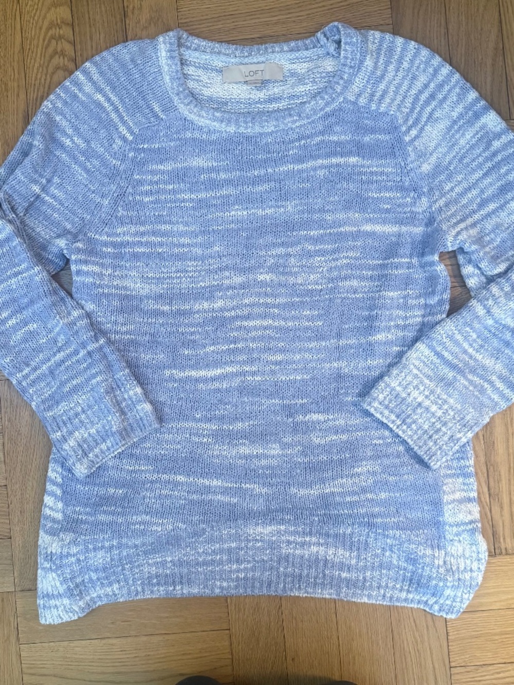 LOFT Blue Marled Knit Sweater Womens Medium Lightweight Pullover Casual